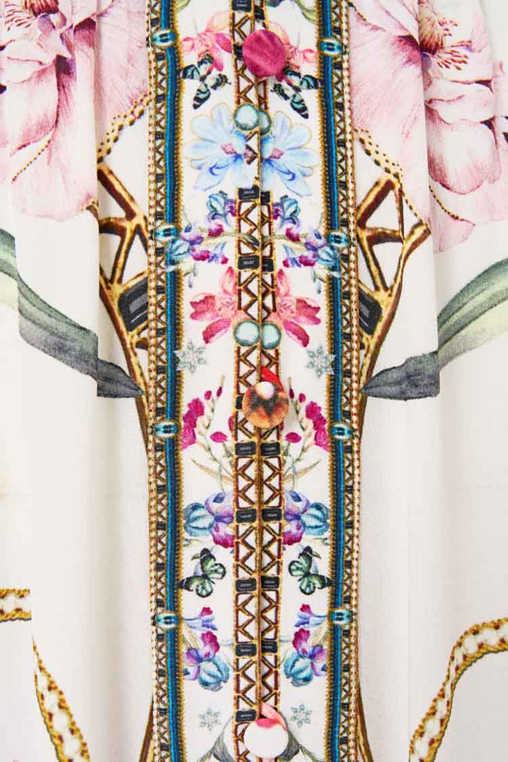 Shaped Waistband Dress with Ruffle Sleeves in Monserrate Magic