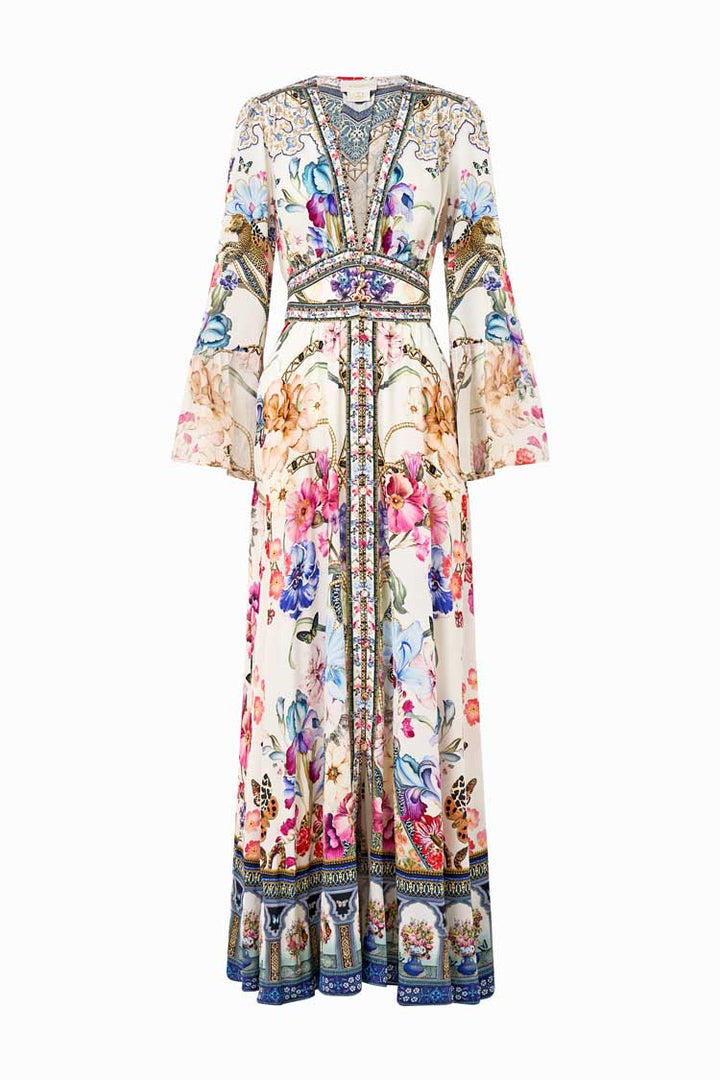 Shaped Waistband Dress with Ruffle Sleeves in Monserrate Magic