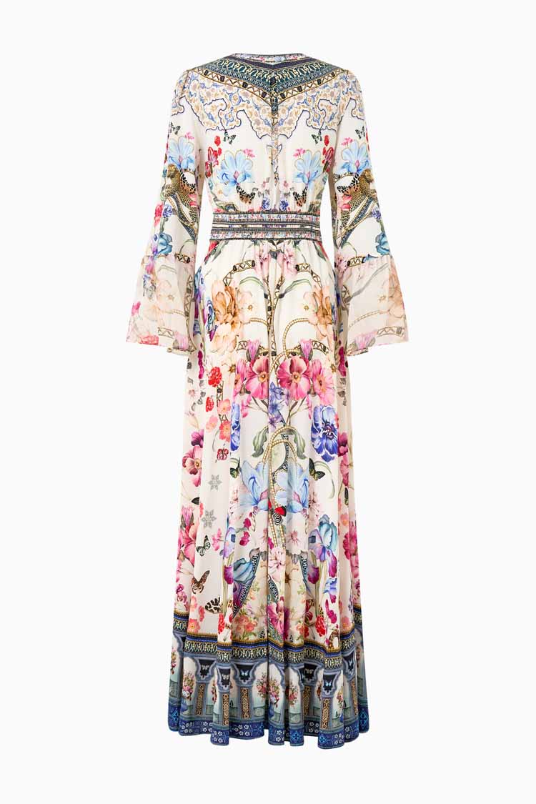 Shaped Waistband Dress with Ruffle Sleeves in Monserrate Magic