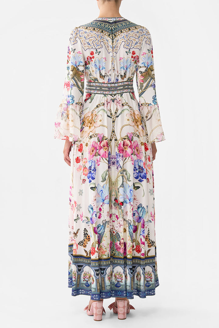 Shaped Waistband Dress with Ruffle Sleeves in Monserrate Magic