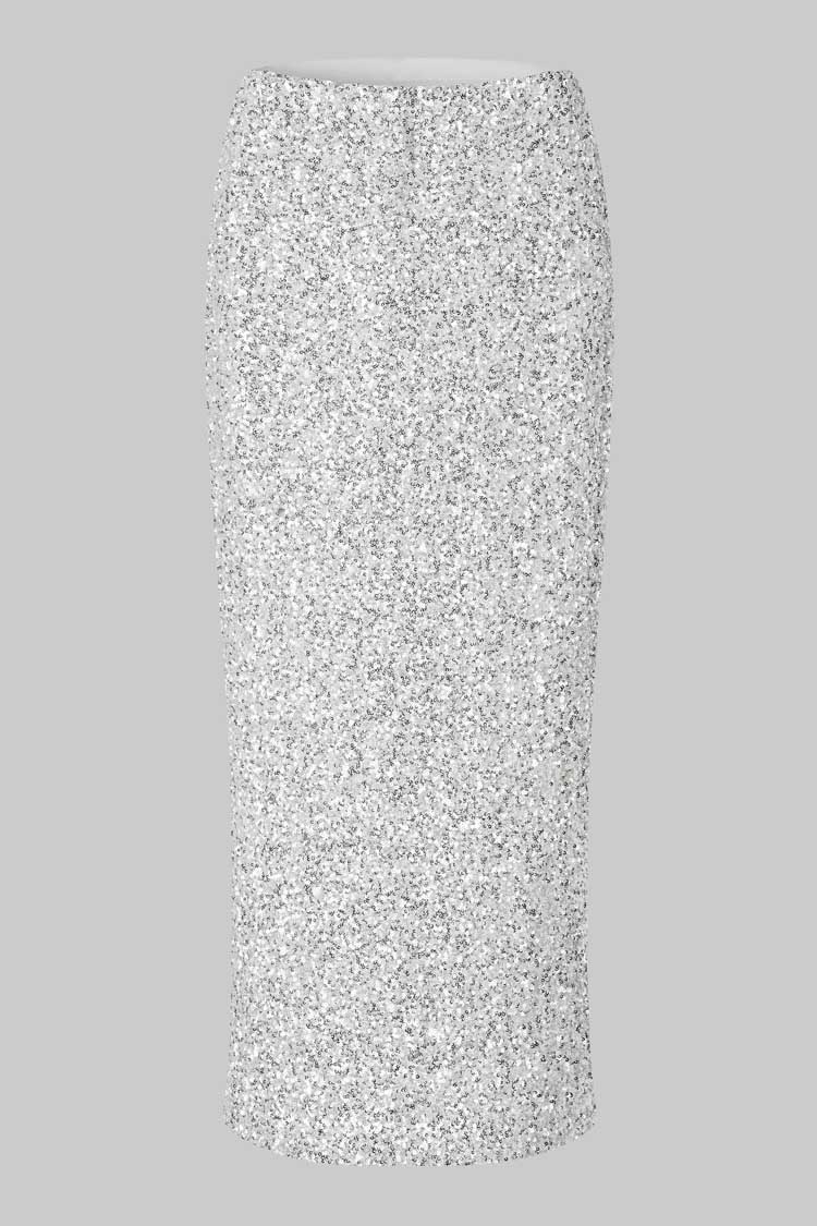 Shimma Metallic Skirt in Silver