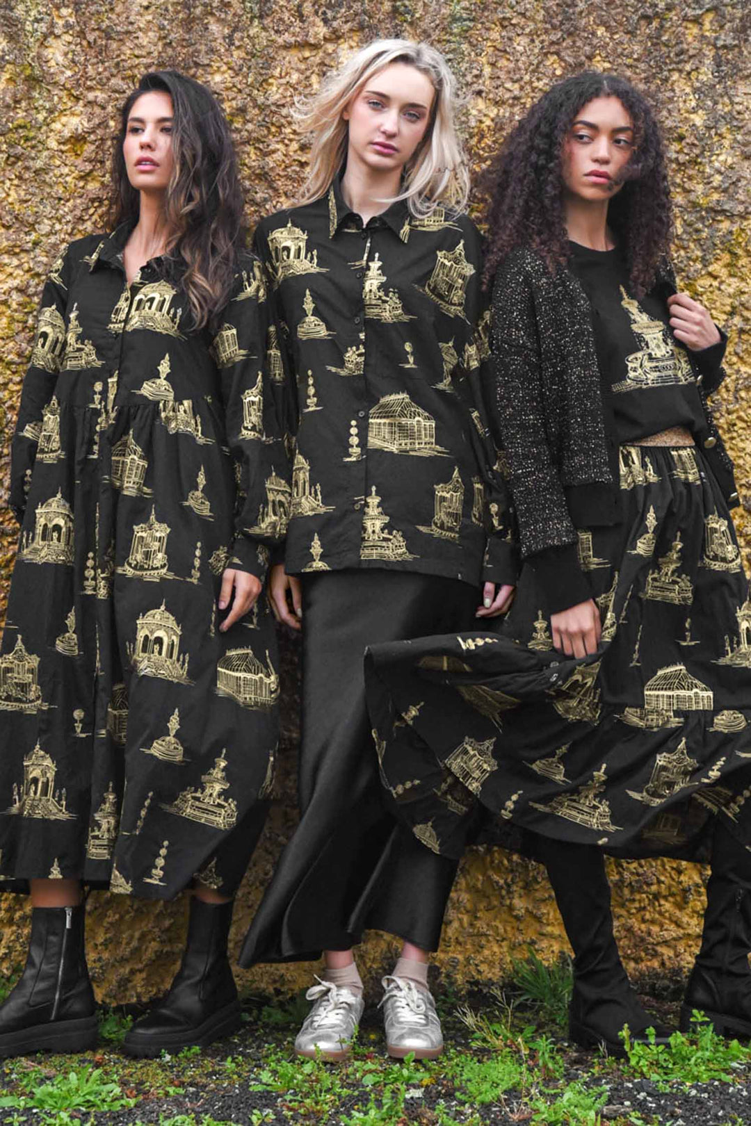 Shine Of The Times Cardigan in Black Gold