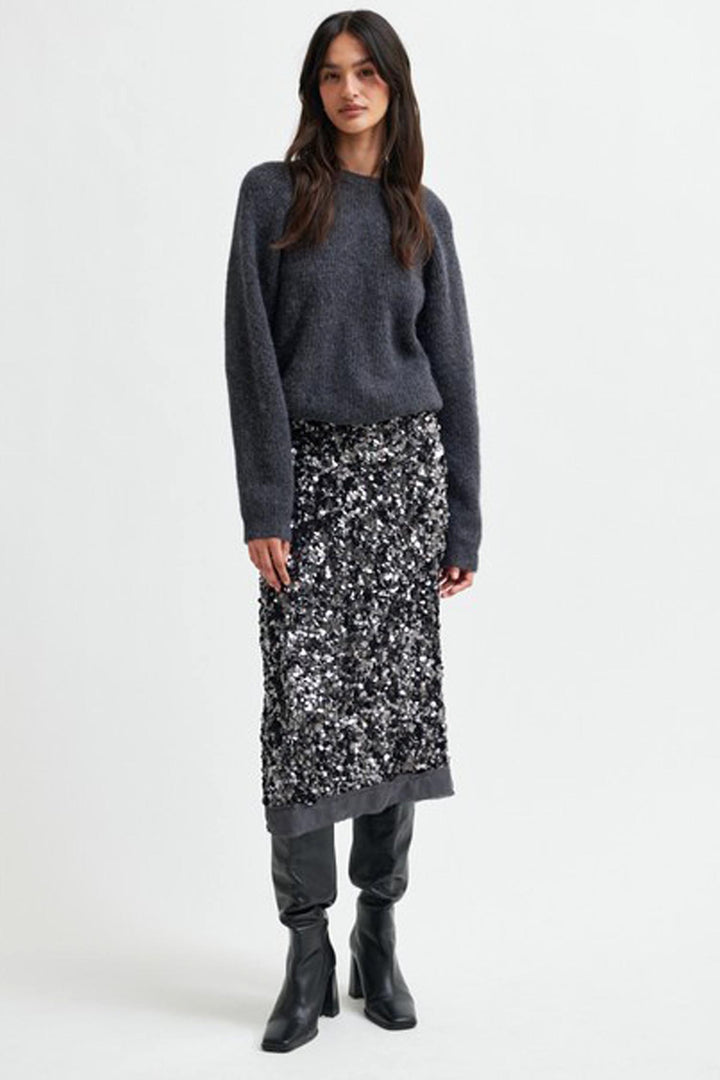 Shiny Skirt in Gungrey Metal