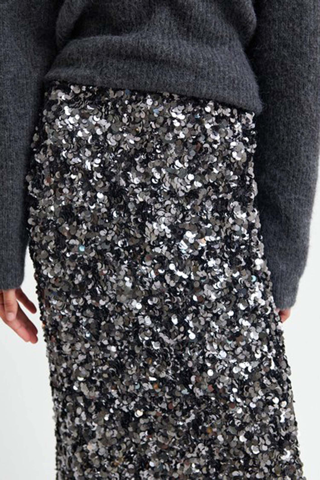 Shiny Skirt in Gungrey Metal