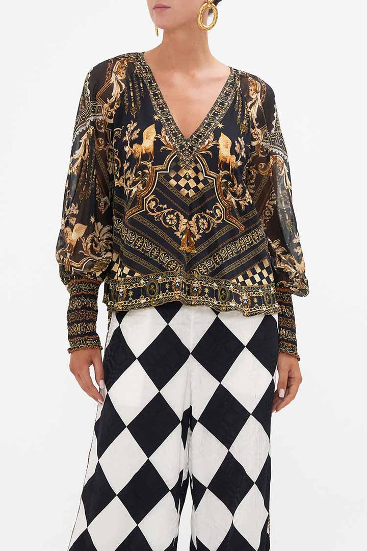 Shirred Cuff Blouse in Duomo Dynasty