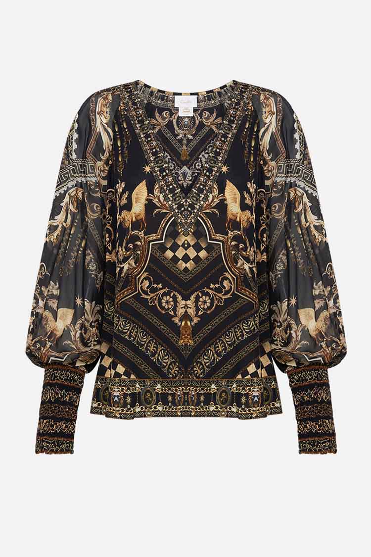 Shirred Cuff Blouse in Duomo Dynasty
