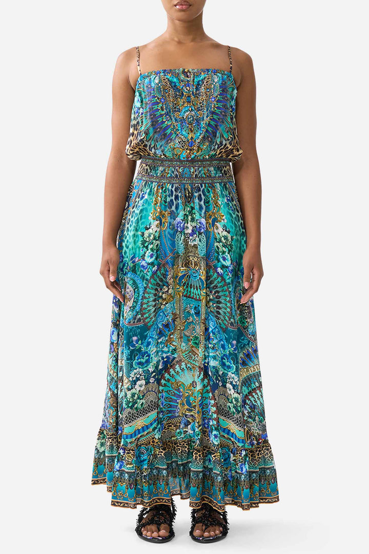 Shirred Waist Long Dress in Flamenco Euphoria