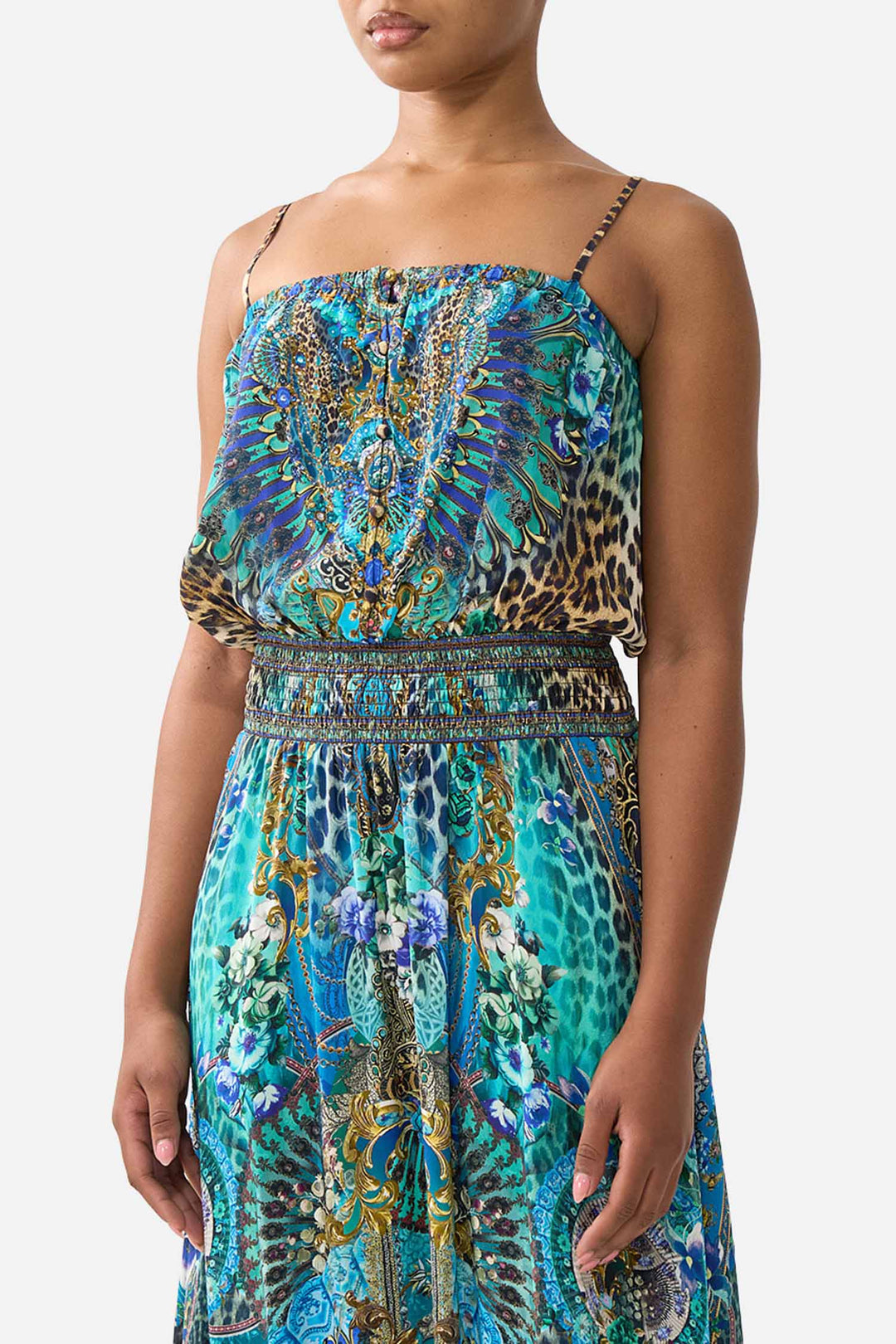 Shirred Waist Long Dress in Flamenco Euphoria