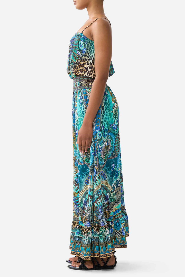 Shirred Waist Long Dress in Flamenco Euphoria