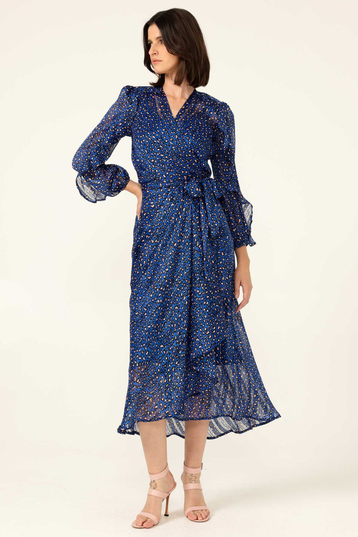Shona Midi Wrap Dress in Cobalt Pink