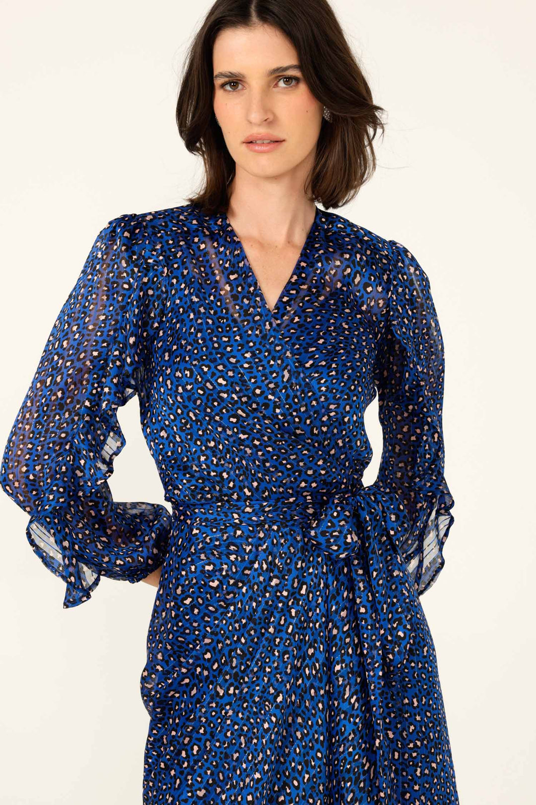 Shona Midi Wrap Dress in Cobalt Pink