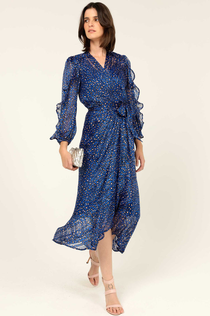 Shona Midi Wrap Dress in Cobalt Pink