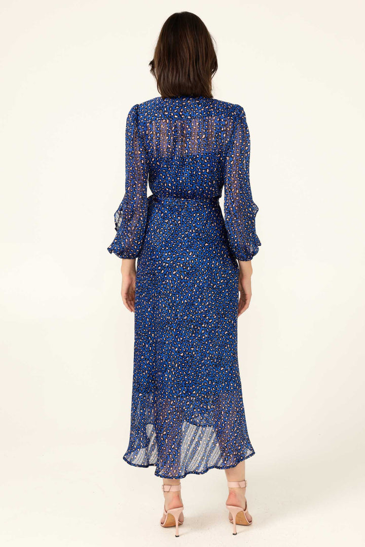 Shona Midi Wrap Dress in Cobalt Pink