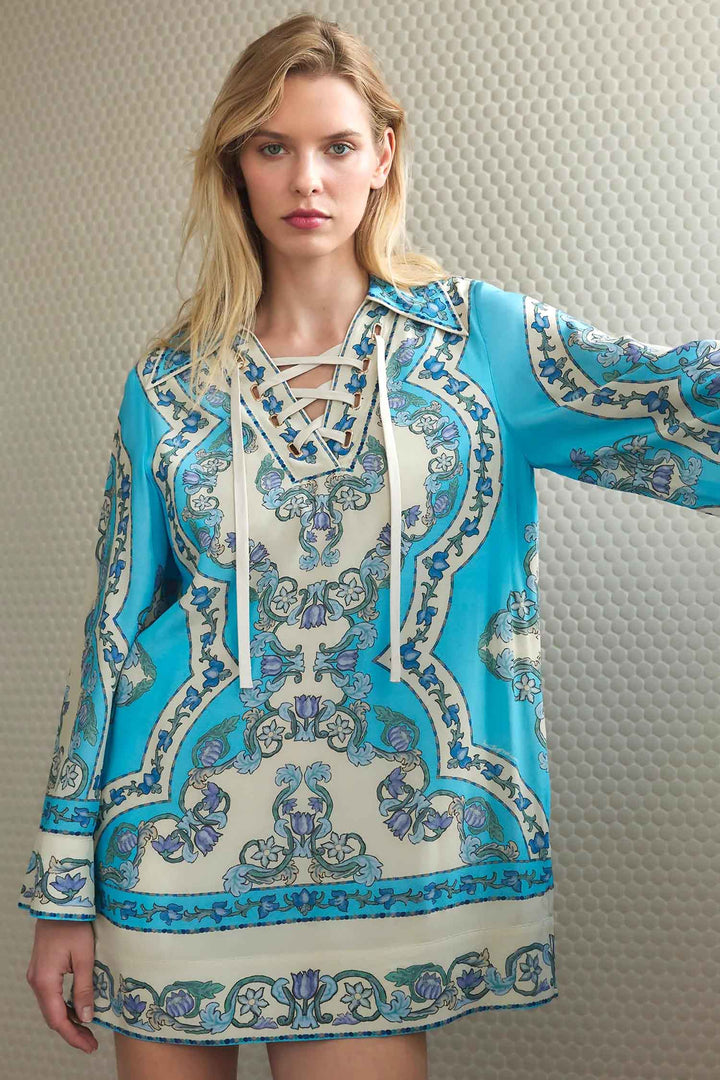 Short Collared Kaftan in Ventura
