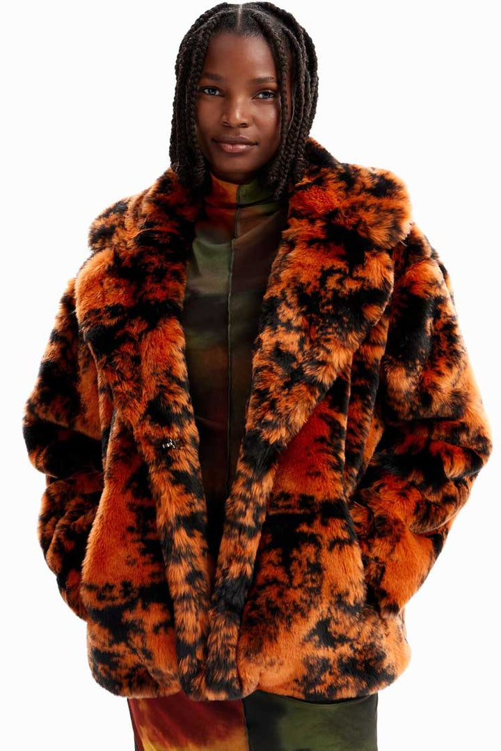 Short Fur-effect Double Breasted Coat | FINAL SALE