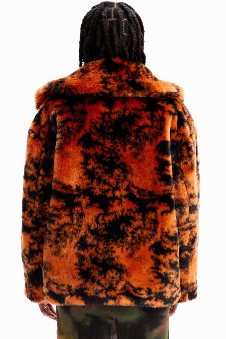 Short Fur-effect Double Breasted Coat