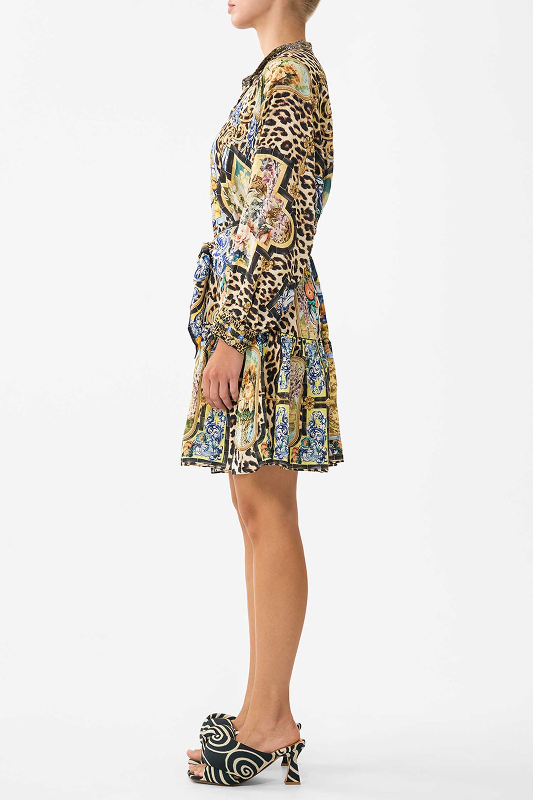 Short Tiered Shirtdress with Wide Waist Tie in Sevillian Style