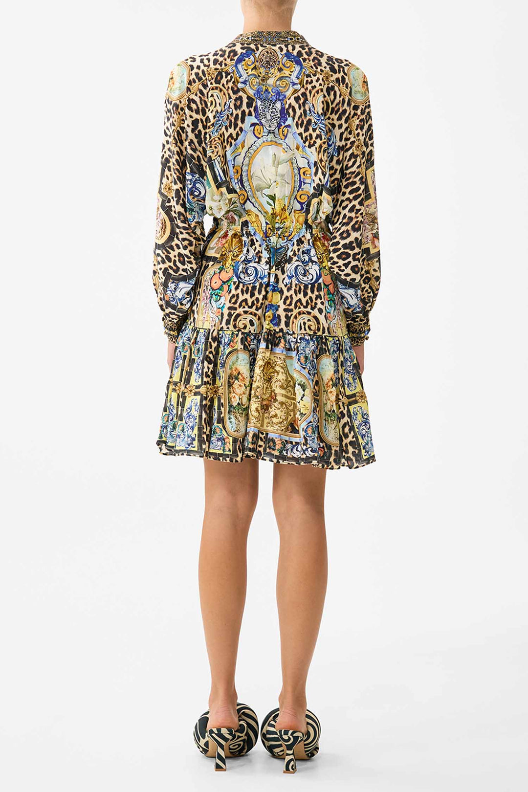 Short Tiered Shirtdress with Wide Waist Tie in Sevillian Style