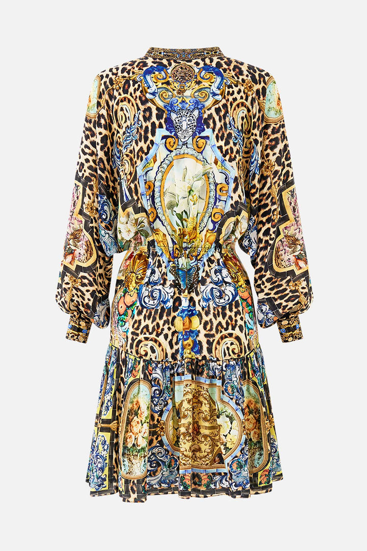 Short Tiered Shirtdress with Wide Waist Tie in Sevillian Style