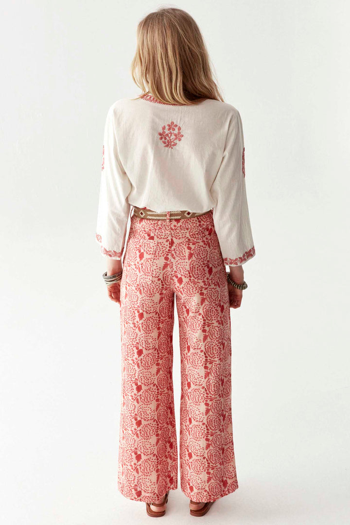 Shyla Chikan Blossom Blouse in Azzuro