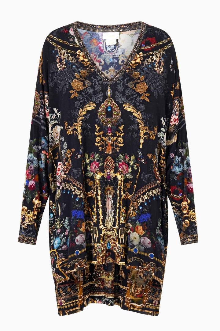 Side Split Jersey Tee in Night Garden
