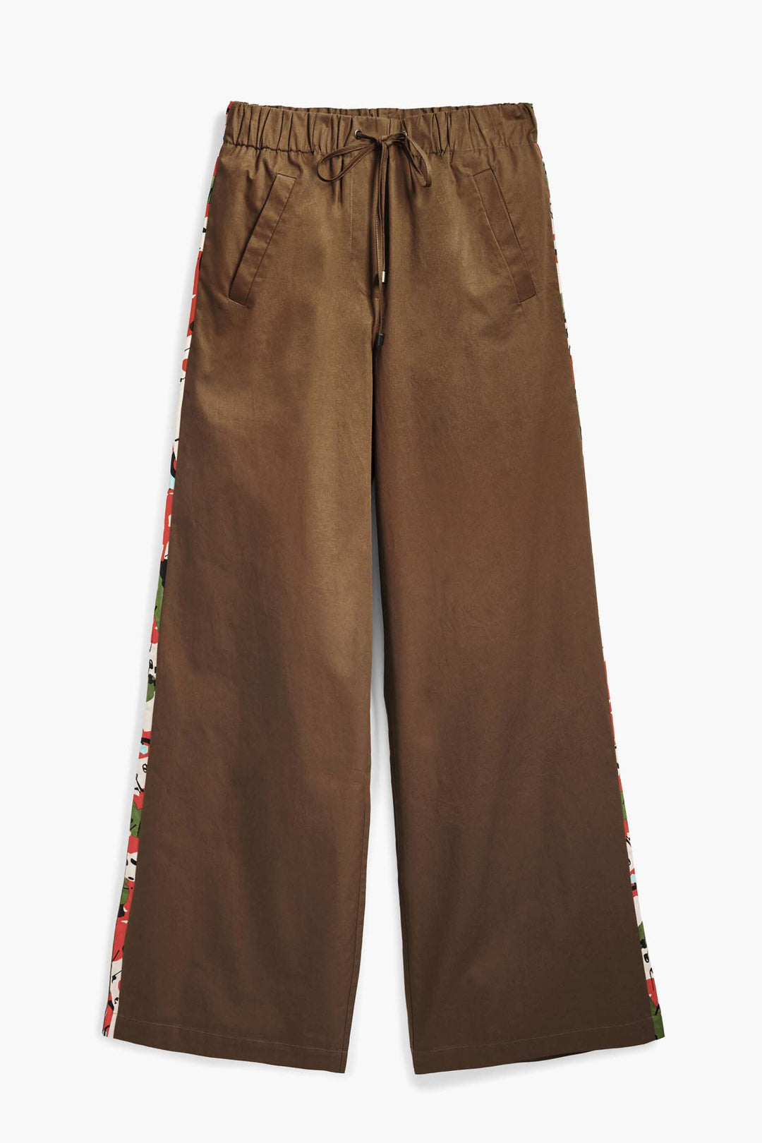 Side Stripe Wide-Leg Trousers in Camel
