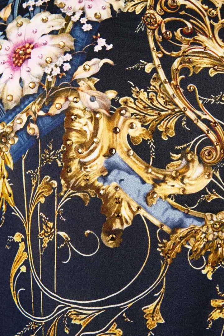 Silk Back Turtleneck Knit in Ornate on a Plate