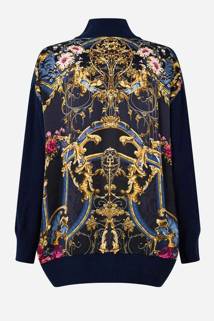Silk Back Turtleneck Knit in Ornate on a Plate