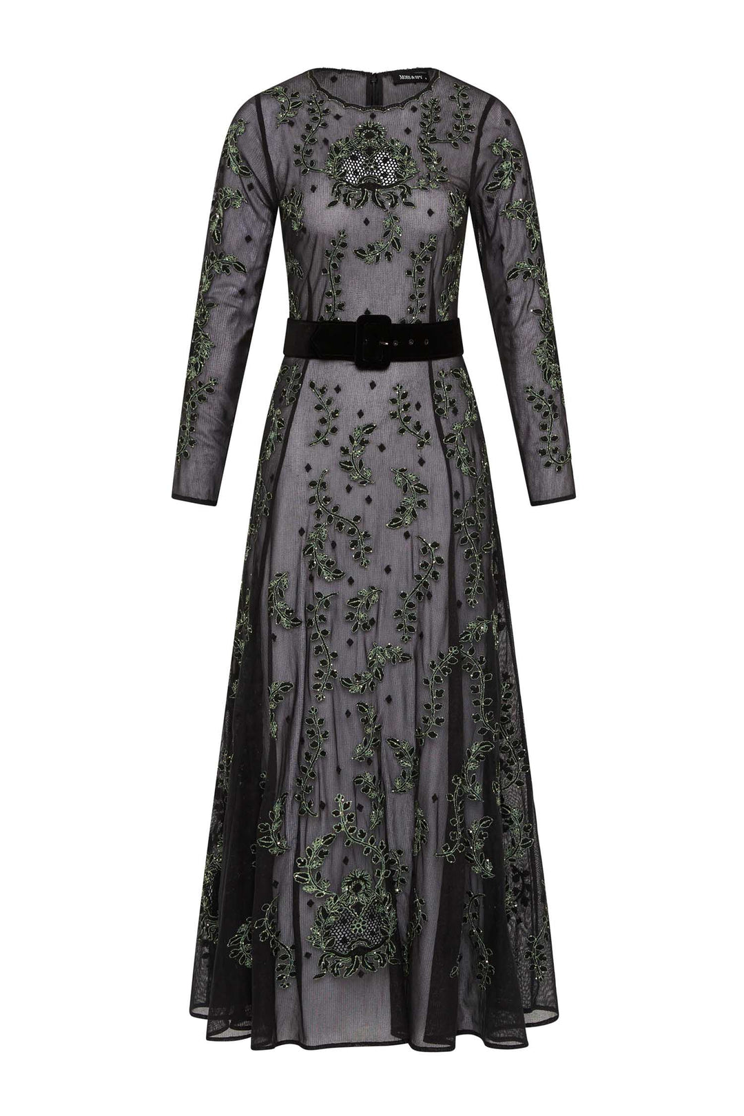 Simone A-Line Dress in Emerald Black