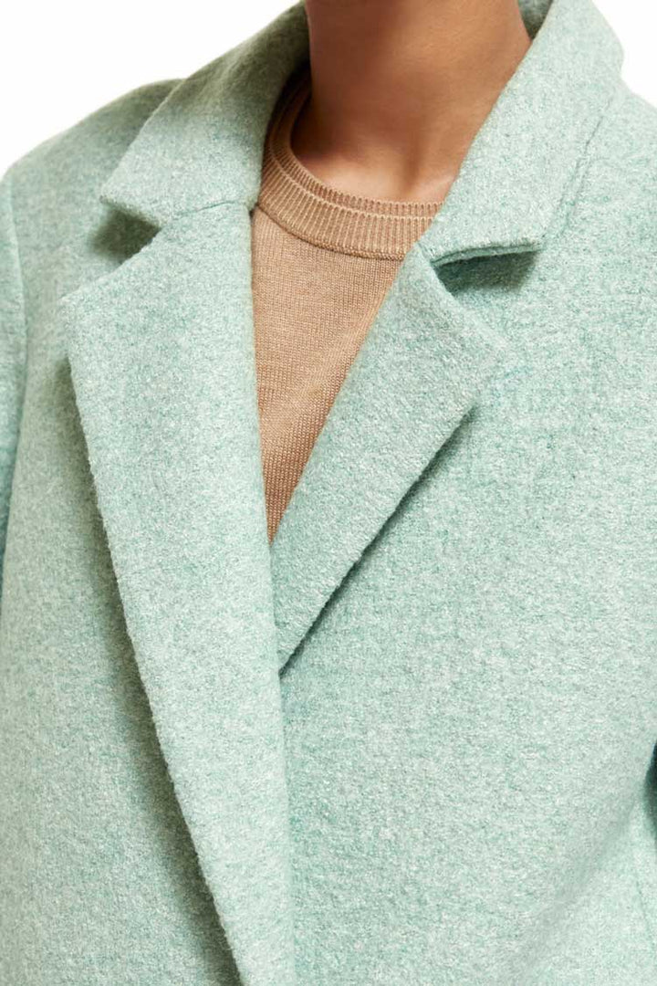 Single Breasted Boucle Coat in Light Mint