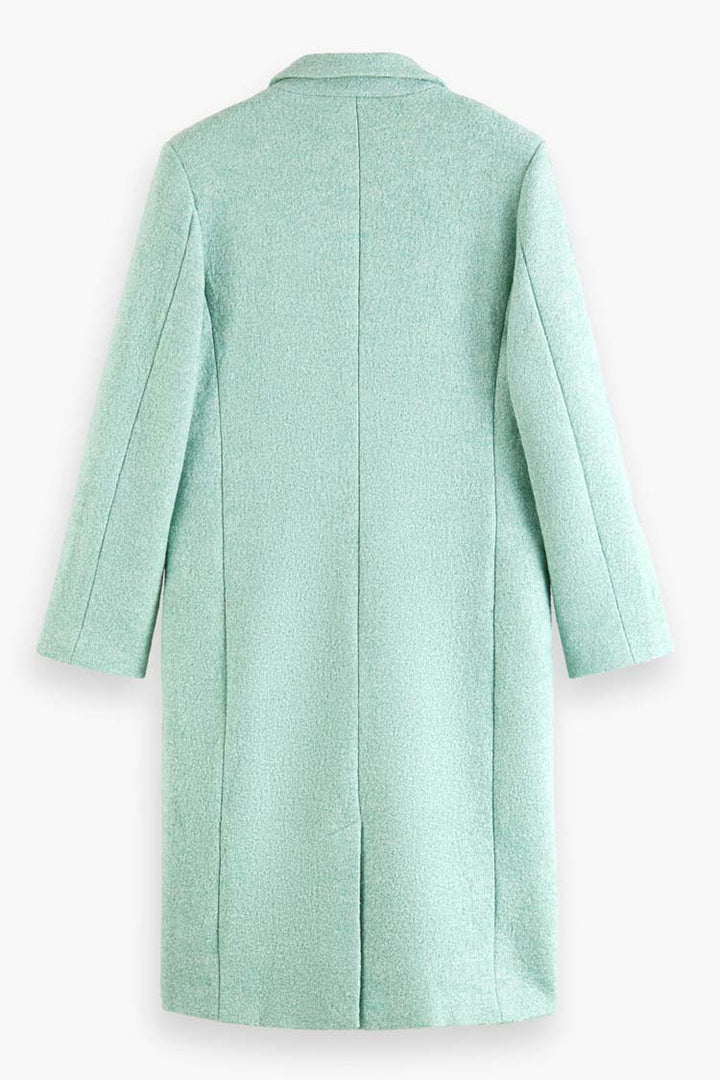 Single Breasted Boucle Coat in Light Mint