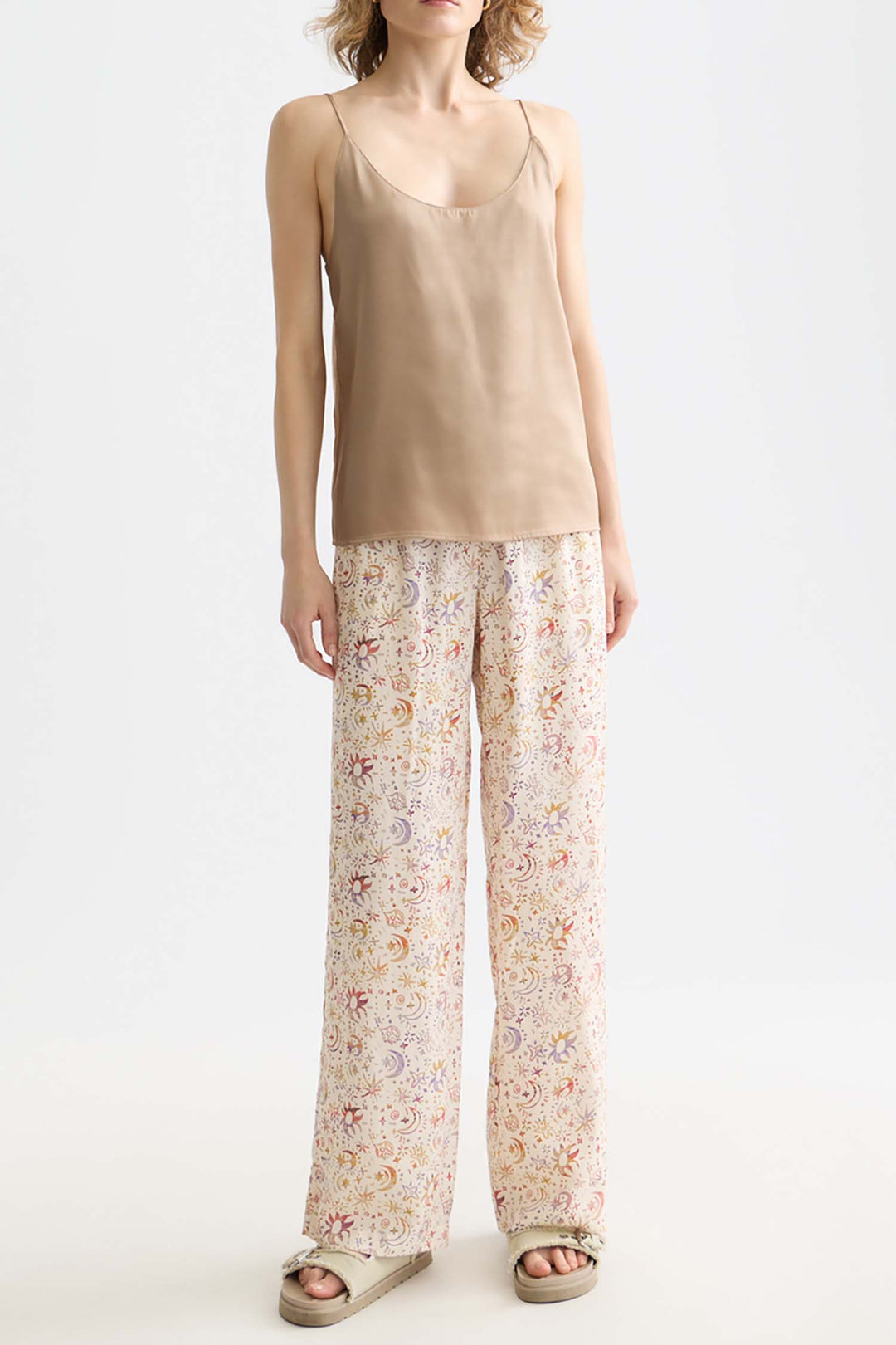 Woven Front Jersey Back Tank in Amphora