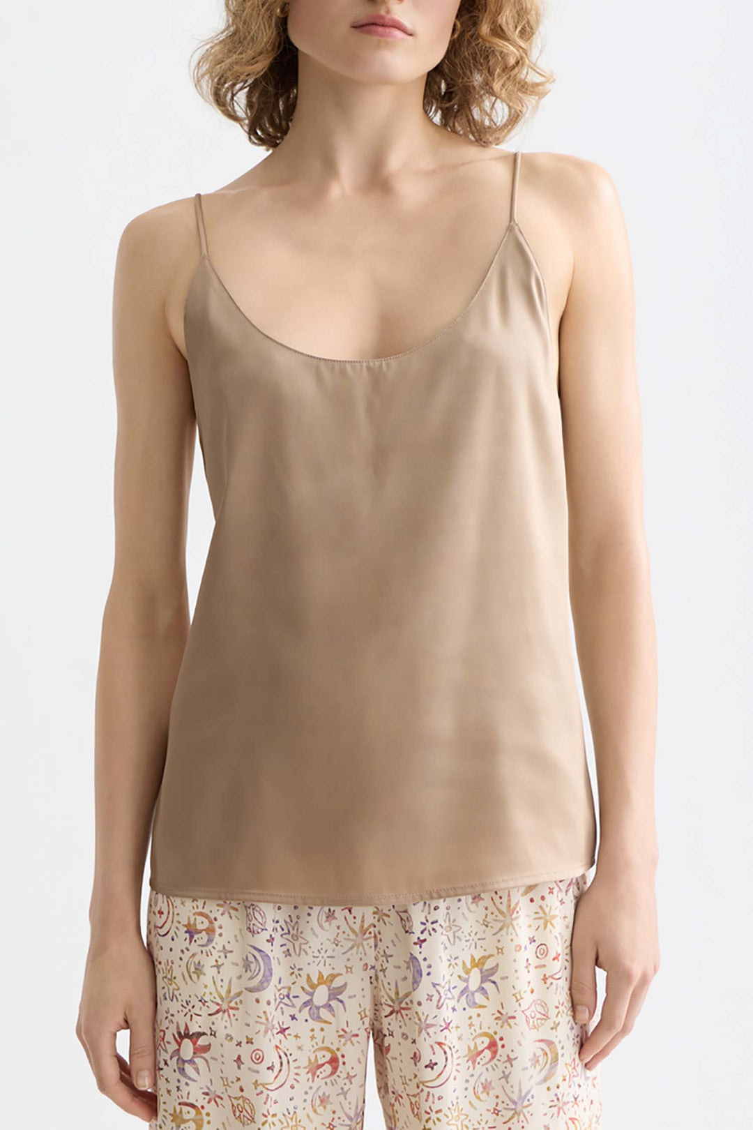 Woven Front Jersey Back Tank in Amphora