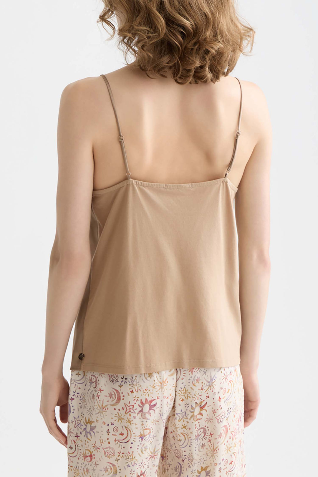 Woven Front Jersey Back Tank in Amphora