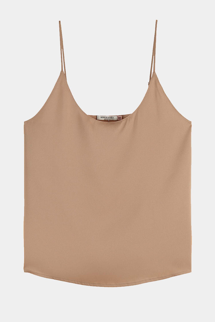 Woven Front Jersey Back Tank in Amphora