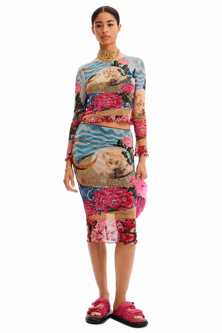 Slim Bell Sleeve Printed LS T-shirt