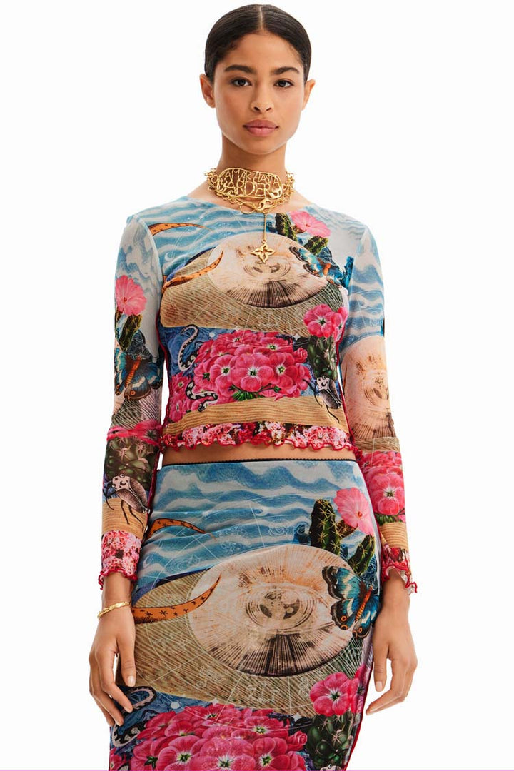 Slim Bell Sleeve Printed LS T-shirt