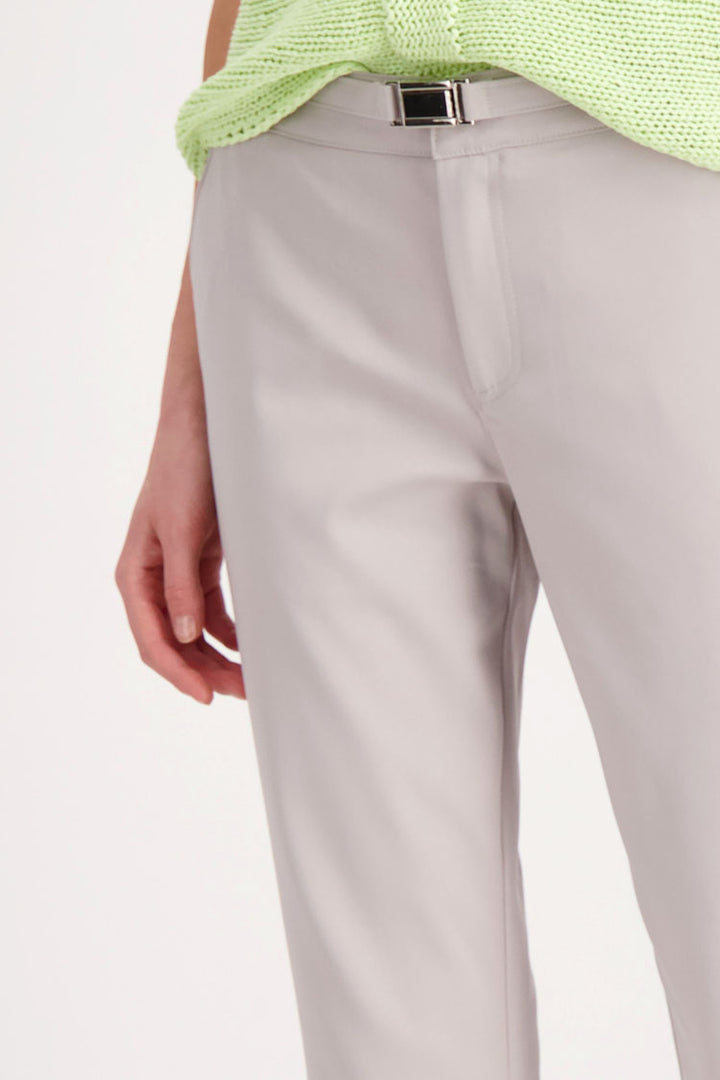 Slim Cut Belted Trouser in Light Grey