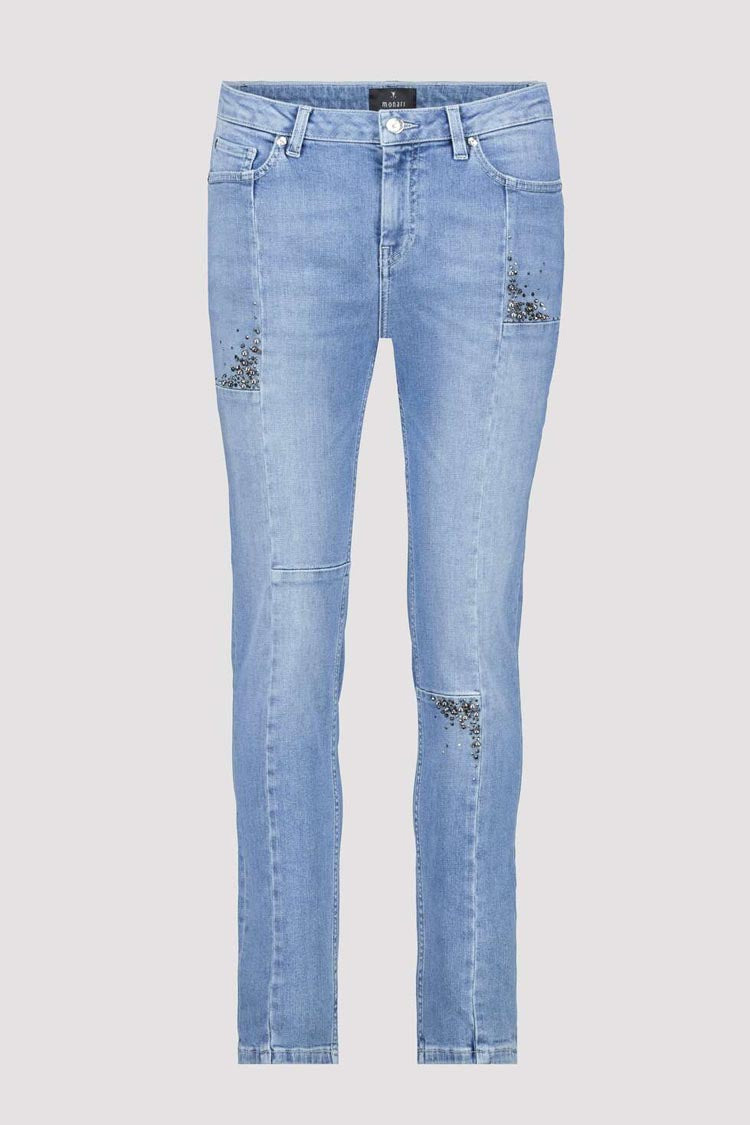 Slim Fit Jeans w Rhinestones in Blue