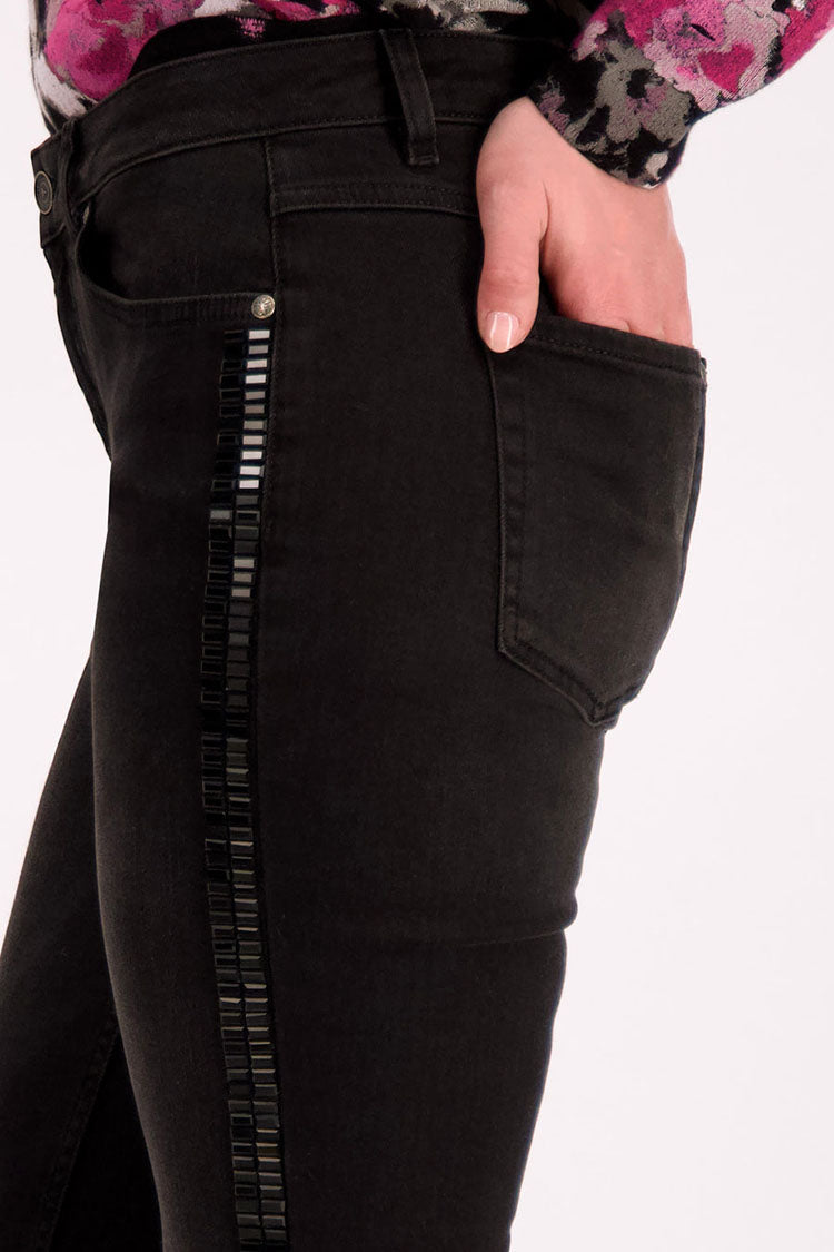 Slim Fit Jeans w Side Studs Stripe