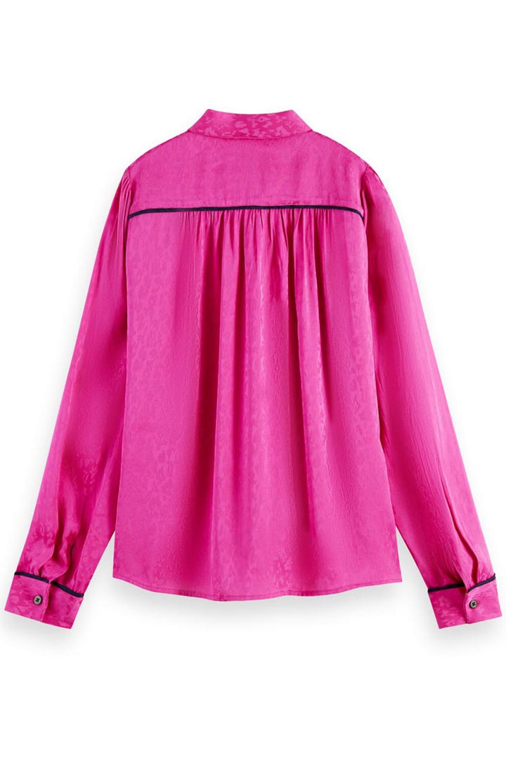 Slim Fit Piped Shirt in Fuschia