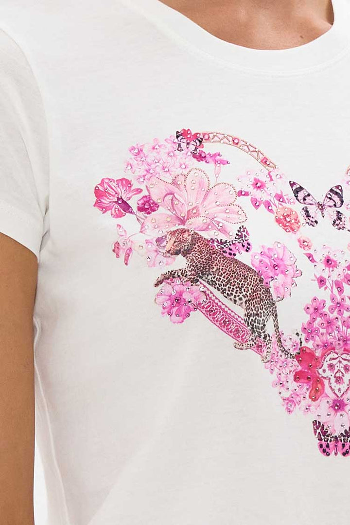 Slim Fit Round Neck T-Shirt in Botanical Novella