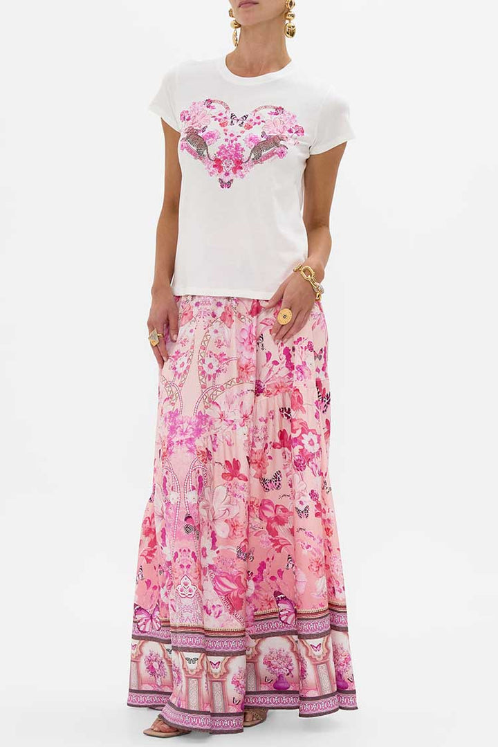 Slim Fit Round Neck T-Shirt in Botanical Novella