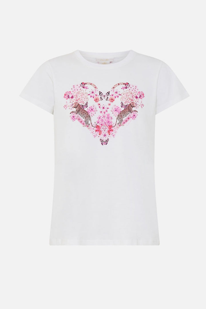 Slim Fit Round Neck T-Shirt in Botanical Novella