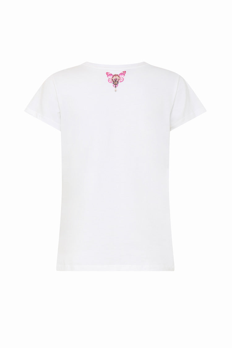 Slim Fit Round Neck T-Shirt in Botanical Novella