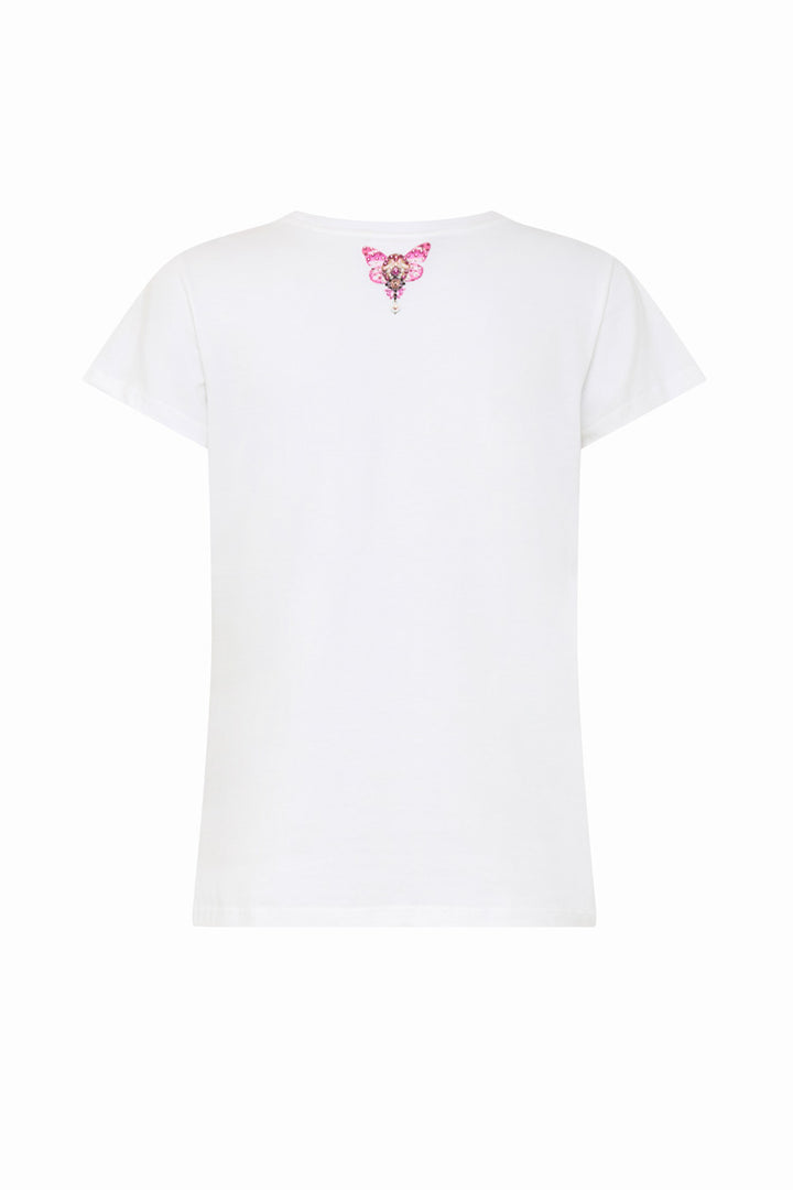 Slim Fit Round Neck T-Shirt in Botanical Novella