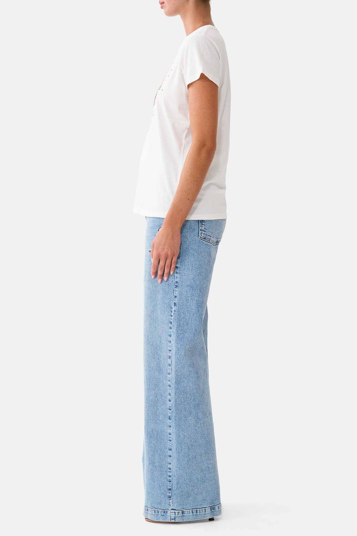 Slim Fit Round Neck T-Shirt in Painted Prayers