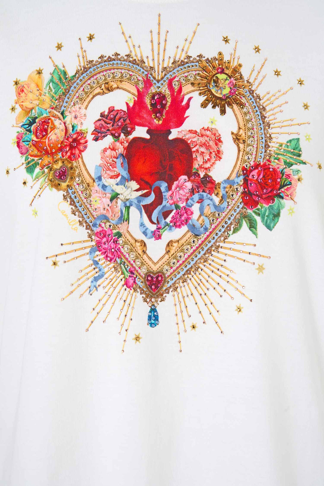 Slim Fit Round Neck T-Shirt in Painted Prayers