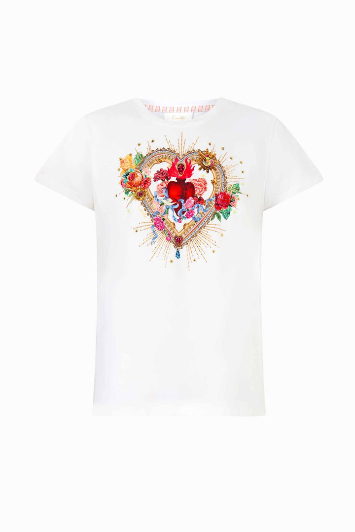 Slim Fit Round Neck T-Shirt in Painted Prayers