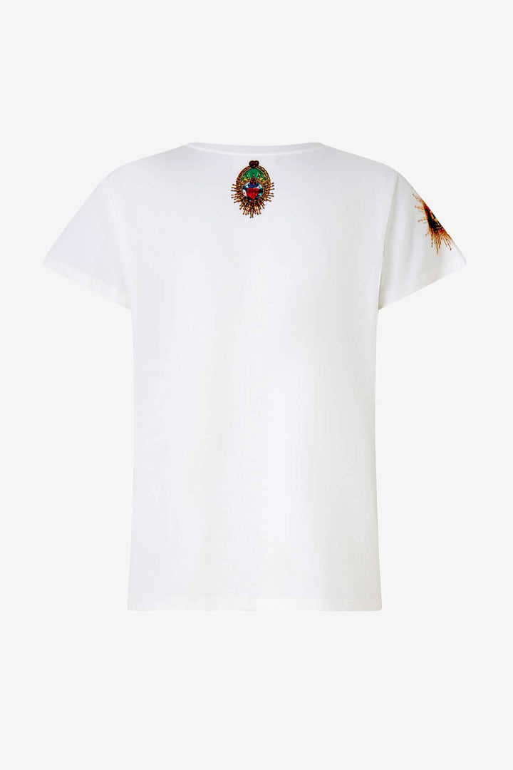 Slim Fit Round Neck T-Shirt in Painted Prayers